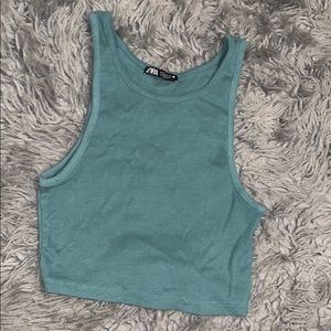 Zara Teal Crop Tank Top